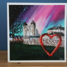 Enniskillen Love Northern Lights Blank Greetings Card