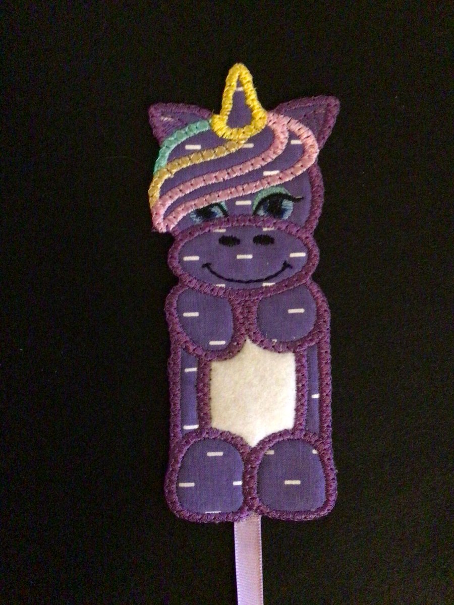 Unicorn bookmark, purple.