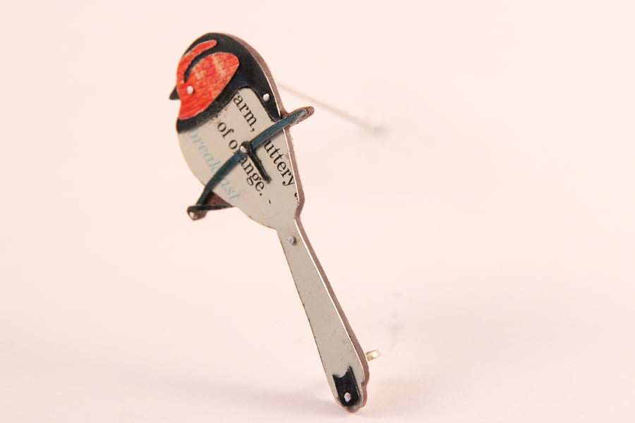 Long Tailed Tit Tin Brooch