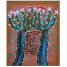 Abstract Trees Painting Leaves Blossom Flowers Whimsical Botanical Artwork