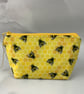 Bees makeup bag, Bumble bee zip bag, 2 pattern and size options, Handmade - Image 3