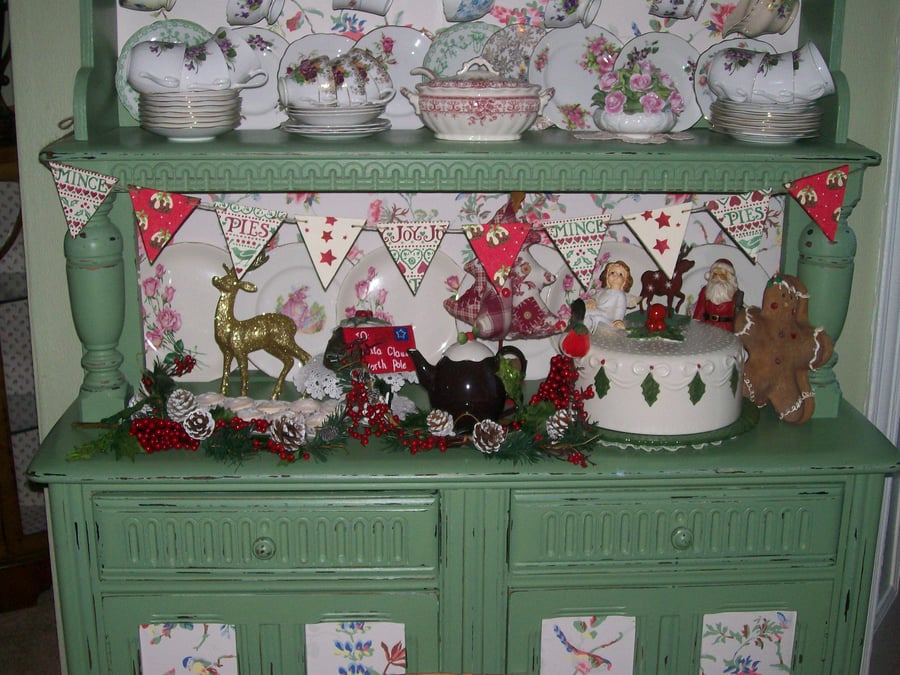 Handcrafted Wooden Christmas Bunting made with Emma Bridgewater Design Xmas Gift