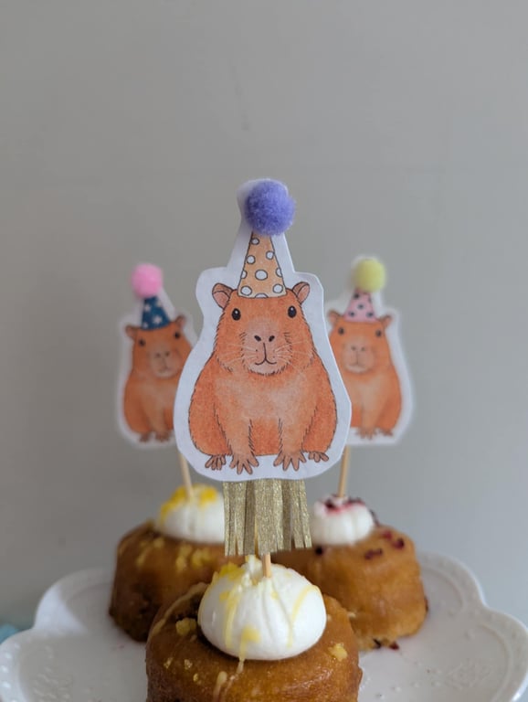 Capybara Birthday Cake Toppers