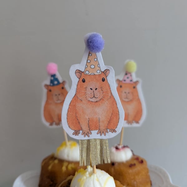 Capybara Birthday Cake Toppers