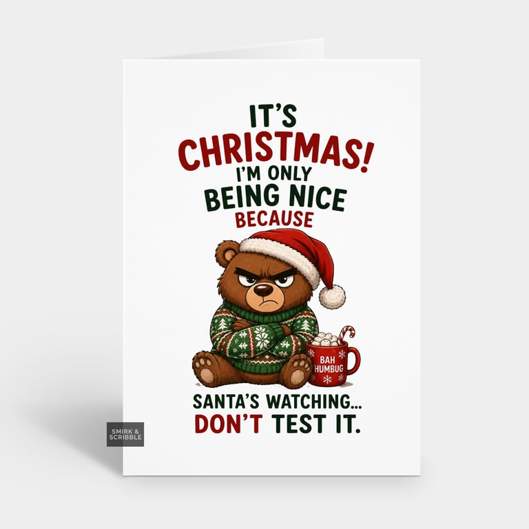 Funny Christmas Card For Him Or Her - Santa's Watching