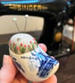 Pin cushion - tiny blue and white Delft clog embroidered with bee and flowers - Image 2