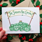 Funny Christmas Card, Christmas Sprouts Are Coming! Family Christmas Card
