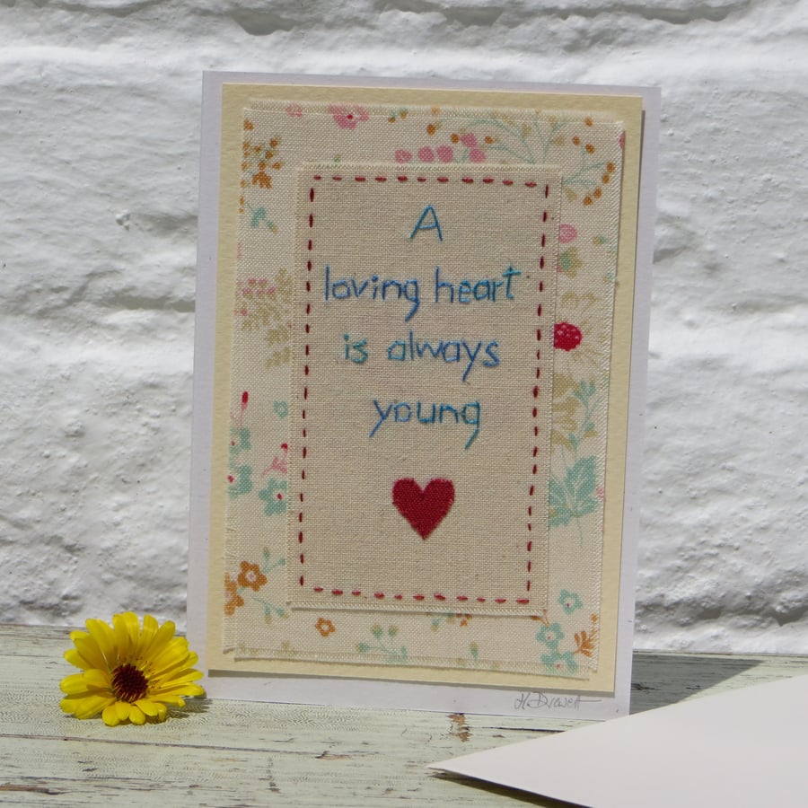 Hand-stitched card for older loved one - a card to keep!