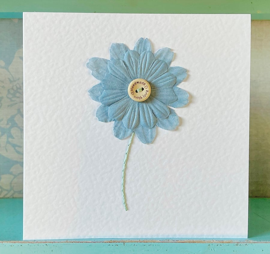 Hand Stitched Card. Daisy Card. Blank Card. Valentines Card. Embroidered Card.