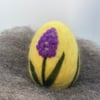 Felted Easter Egg, Needle Felt Easter Decoration, LAVENDER, PURPLE, Flowers