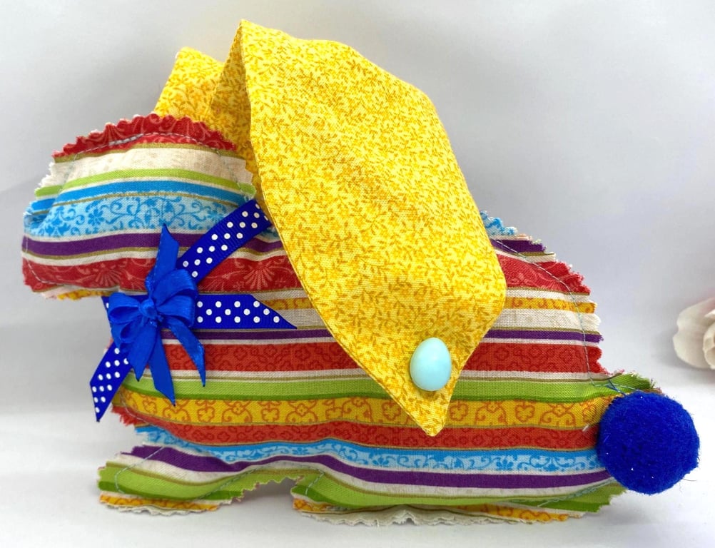 Handmade Easter Decoration Set – Fabric Bunnies & Butterfly (4 Piece)