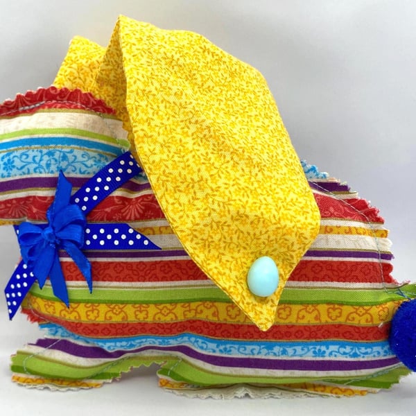 Handmade Easter Decoration Set – Fabric Bunnies & Butterfly (4 Piece)