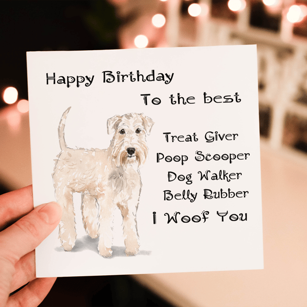 Wheaten Terrier Dog Birthday Card, Dog Birthday Card