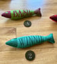 Personalised cat toy. Cotton canvas fish shaped kicker toy. - Image 7