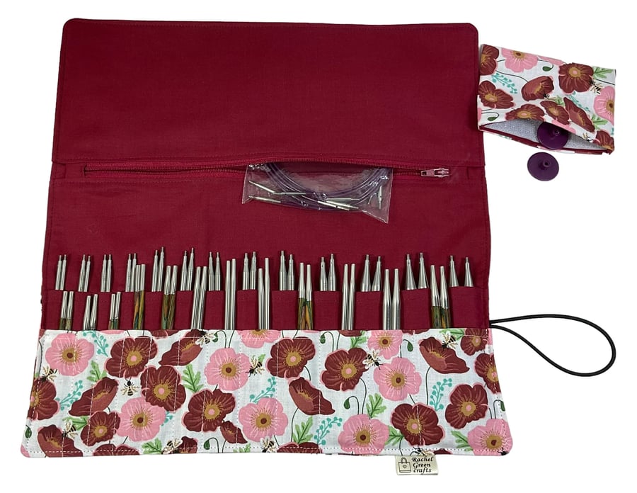 Interchangeable knitting needle case with Liberty fabric , knit pro case, 