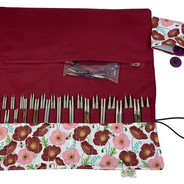 Interchangeable knitting needle case with Liberty fabric , knit pro case, 
