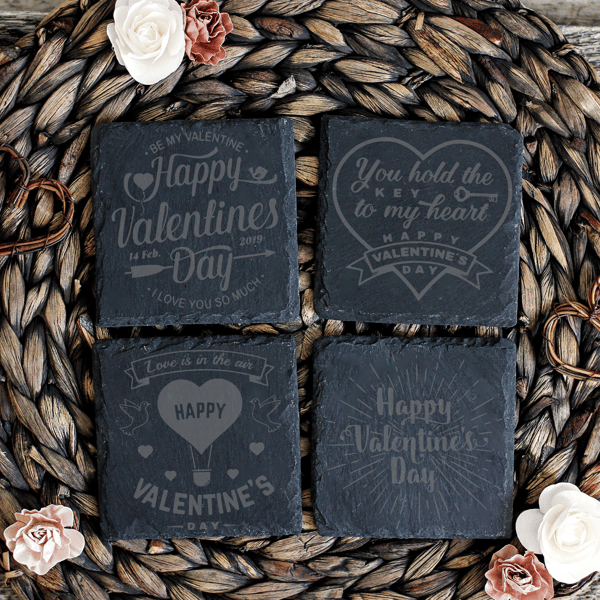 Valentines Day Slate Coasters Perfect Gift for Valentines Day - 4 Designs