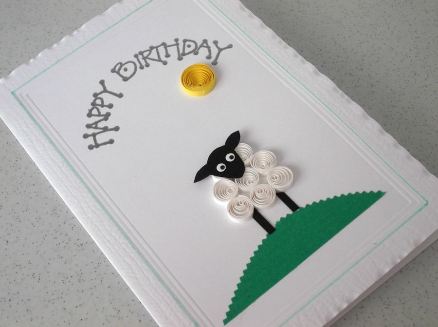 Birthday card - quilled sheep