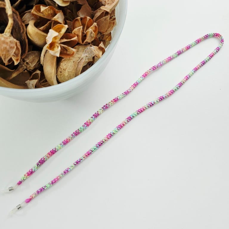 Pastel Rainbow Crochet Glasses Cord, Cotton Spectacle Chain