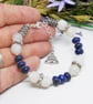 Lapis Lazuli And Agate Memory Wire Beaded Bracelet - Image 2