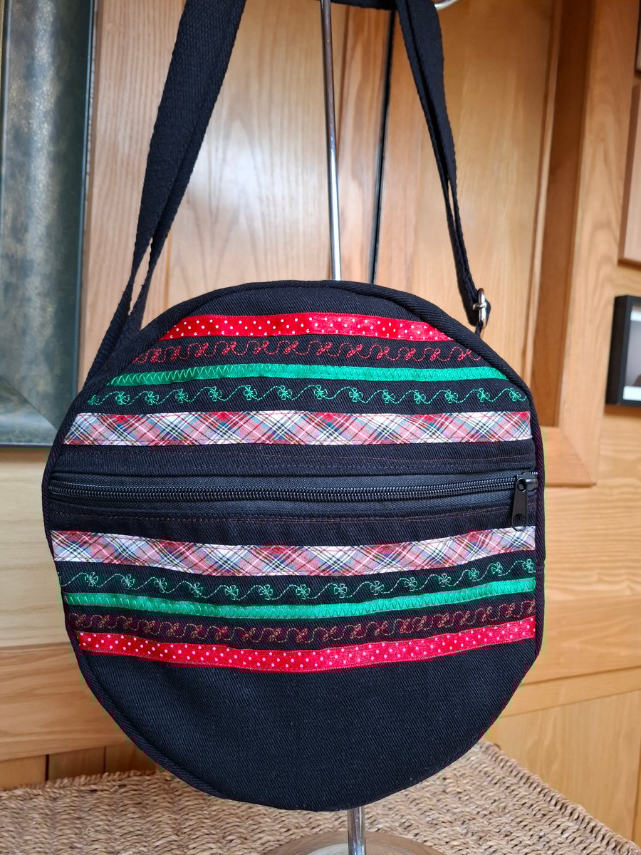 Black denim canteen bag