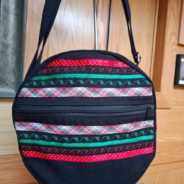 Black denim canteen bag