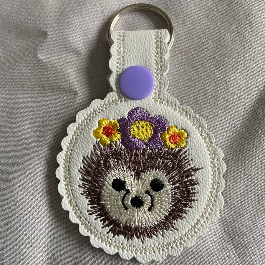 Hedgehog keyring, key fob, bag charm, tag