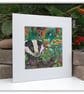 A mounted original painting - badger - wildlife painting - woodland - wildflower - Image 1