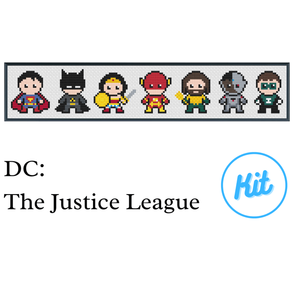 Easy Cross Stitch Kit: DC  Superheroes - The Justice League - For Beginners