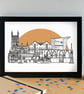 Gloucester Landmarks Skyline Art Print - Image 1