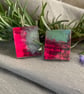 Hot Pink & Soft Green, Sterling silver earrings 