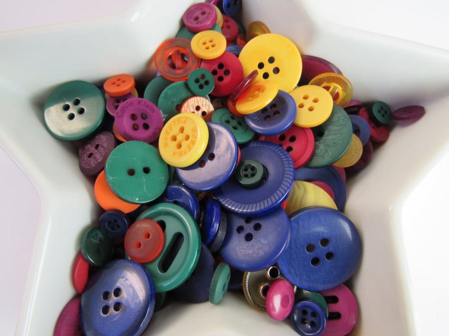 50g Mixed Bright Craft Buttons