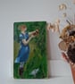 Original painting girl in garden with chicken  - Image 5