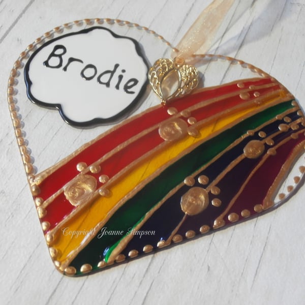 Rainbow Bridge pet memorial sun catcher decoration with charm