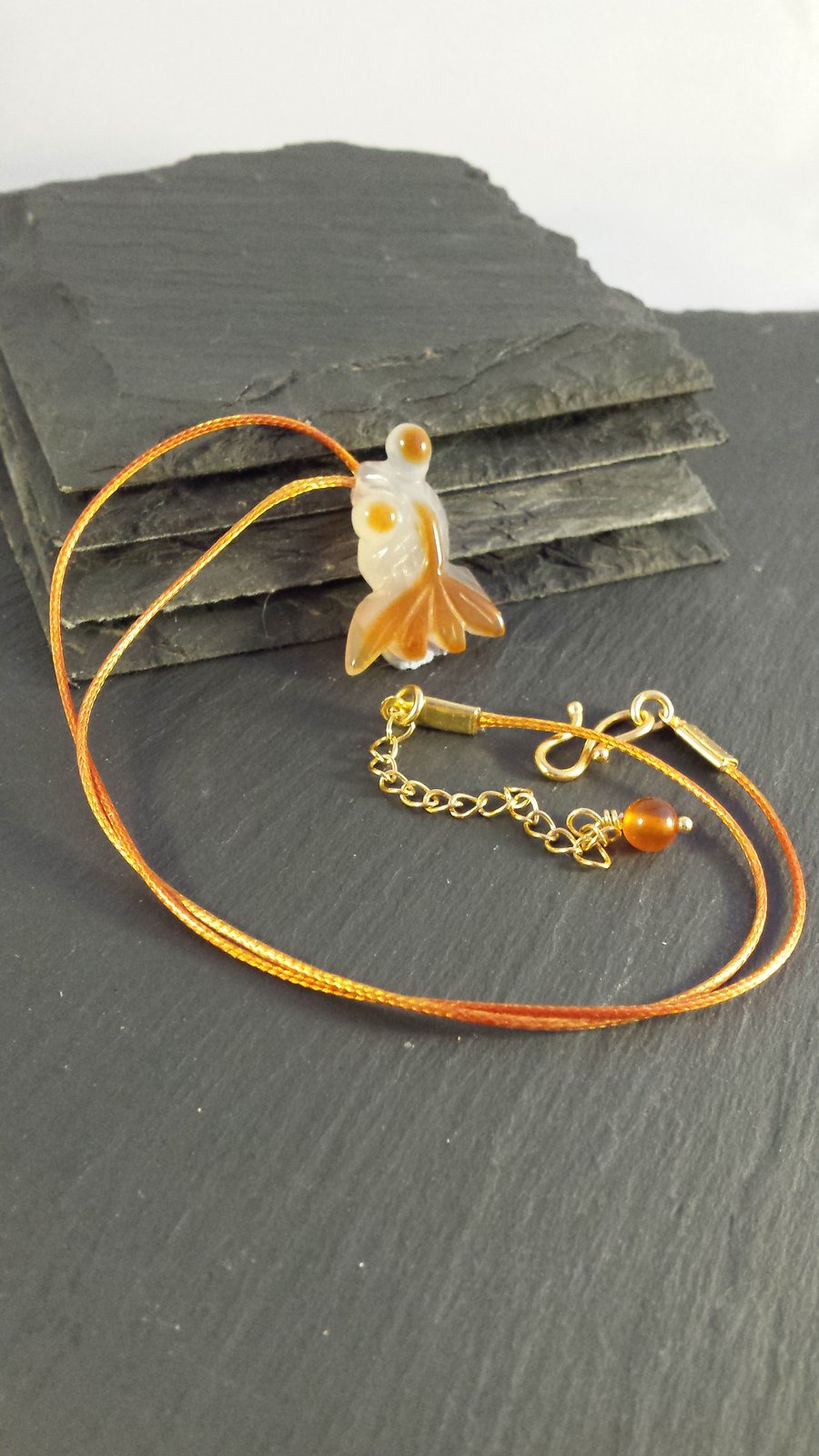 Cute Koi Carp on Cord Necklace