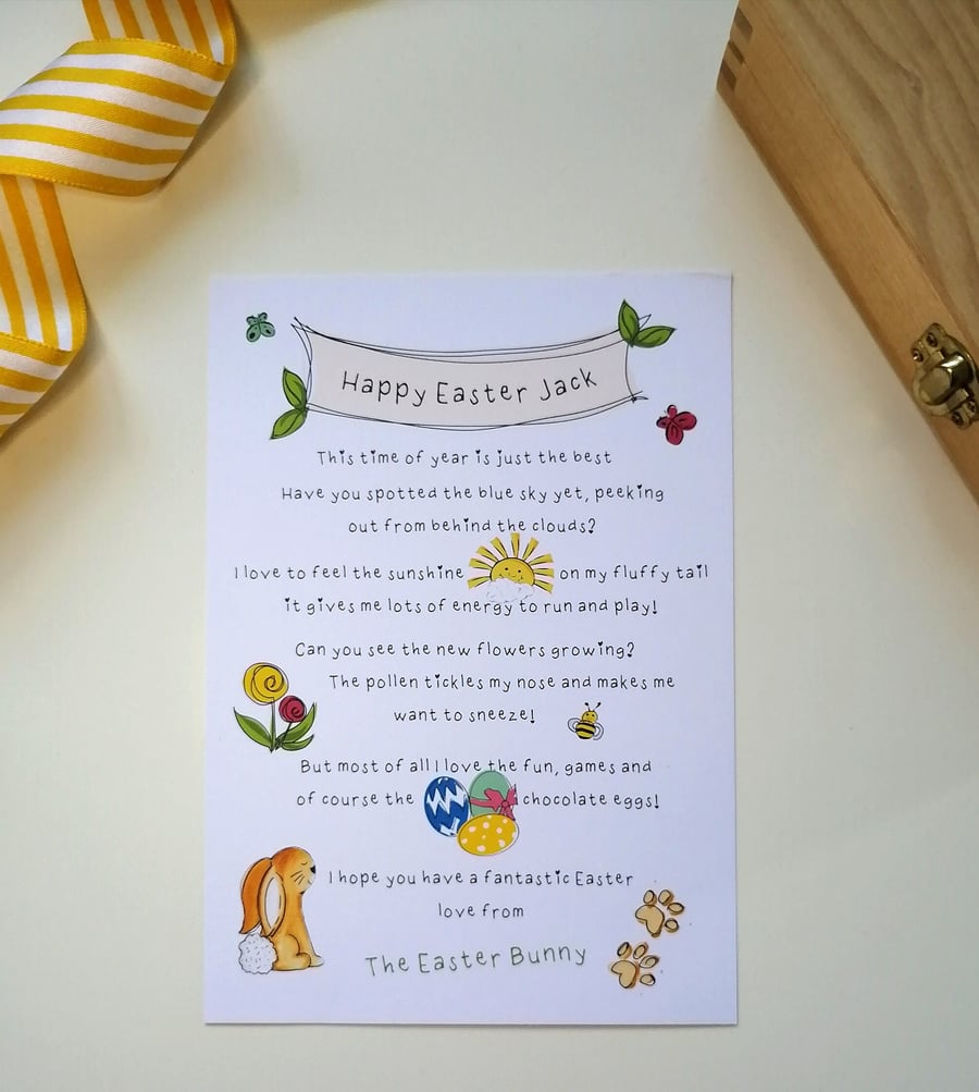 Easter Bunny letter, personalised letter from the Easter Bunny