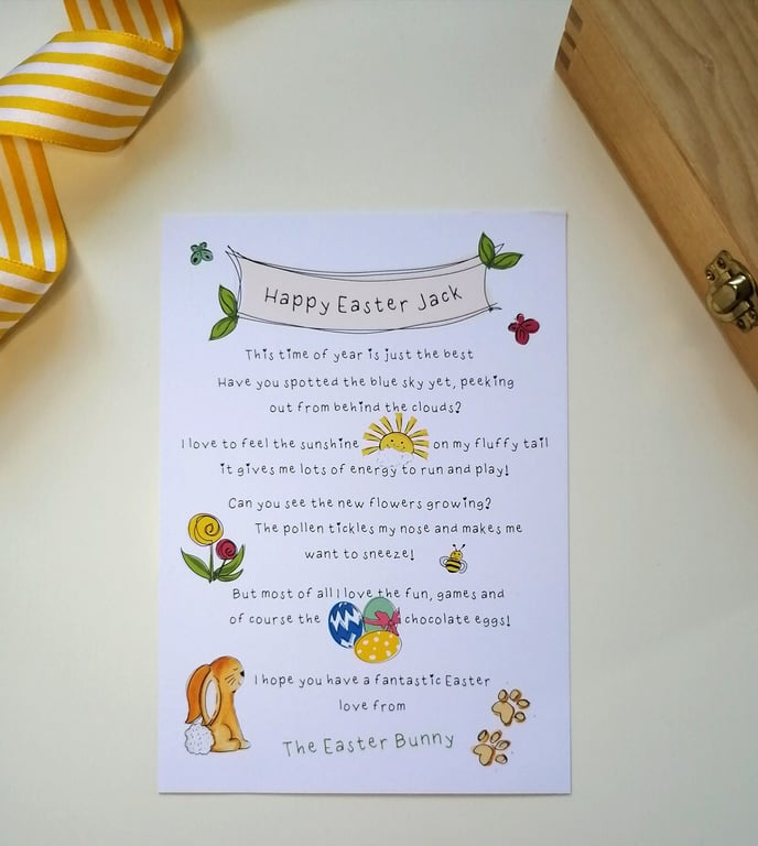 Easter Bunny letter, personalised letter from the Easter Bunny