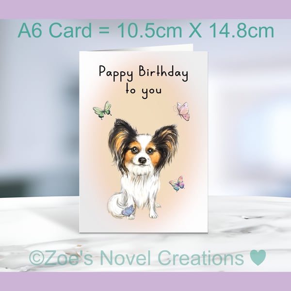 Papillon Birthday Card A6 Greetings Card - A6 size 10.5cm X 14.8cm