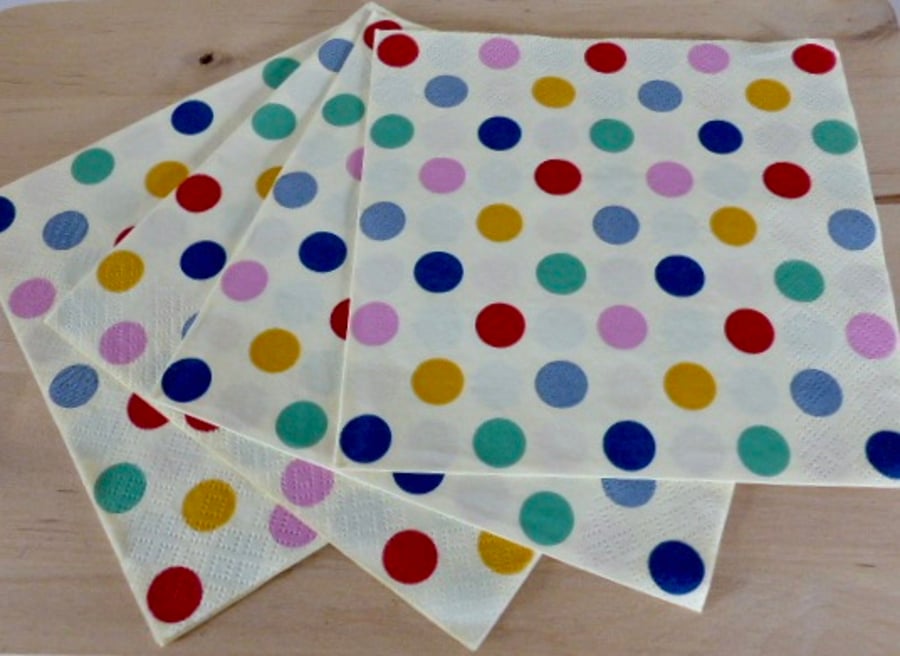 Four Coloured Spots Paper Napkins