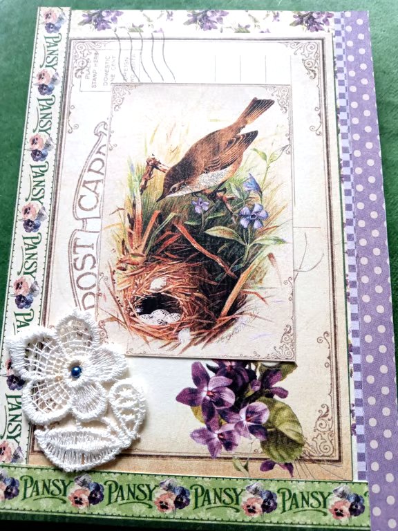 Vintage-style pretty bird card - Bird greeting card  - Special Occasion Card