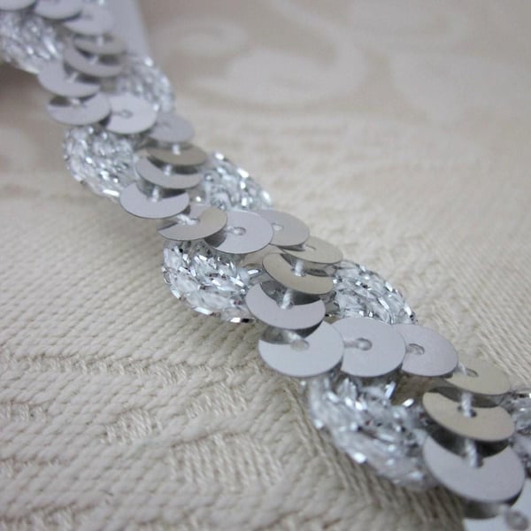 Silver Sequin Glitter Ricrac