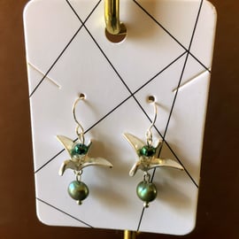 Origami Cane Bird Earrings