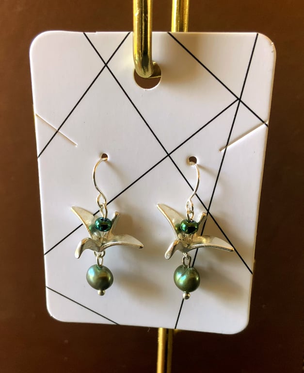 Origami Crane Bird Earrings