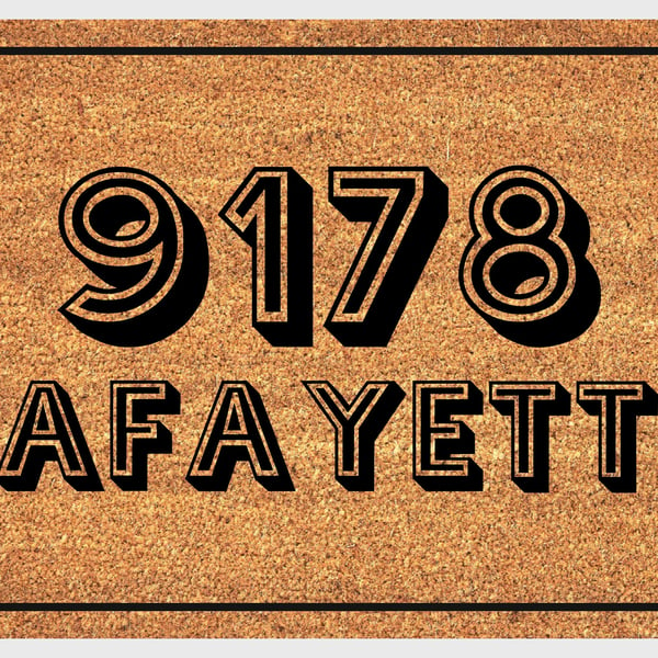 Address Door Mat - Personalised House Number Welcome Mat - 3 Sizes