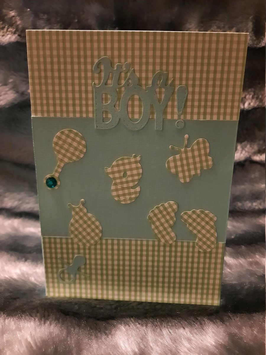 Dreamy Gingham New Baby Boy Card