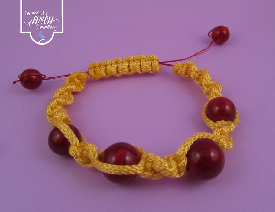 Red Yellow Macrame Bracelet