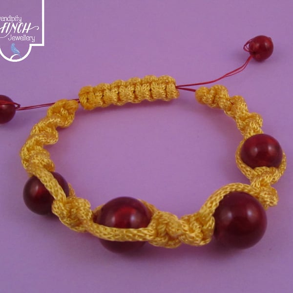 Red Yellow Macrame Bracelet