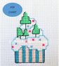 Christmas Cupcake Snow scene small cross stitch download Chart - Image 1