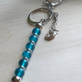 Seahorse Hanging Beaded Bag Charm - Keyring and zipper charm