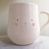Handmade bunny rabbit mug handpainted face tail cup second SALE